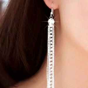 Silver and Rhinestone tassel fashion earrings.